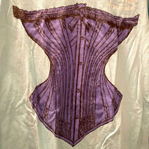 A Gentleman’s Guide to Love and Murder Musical Corset T-Shirt Blue XL - Picture 3 of 5